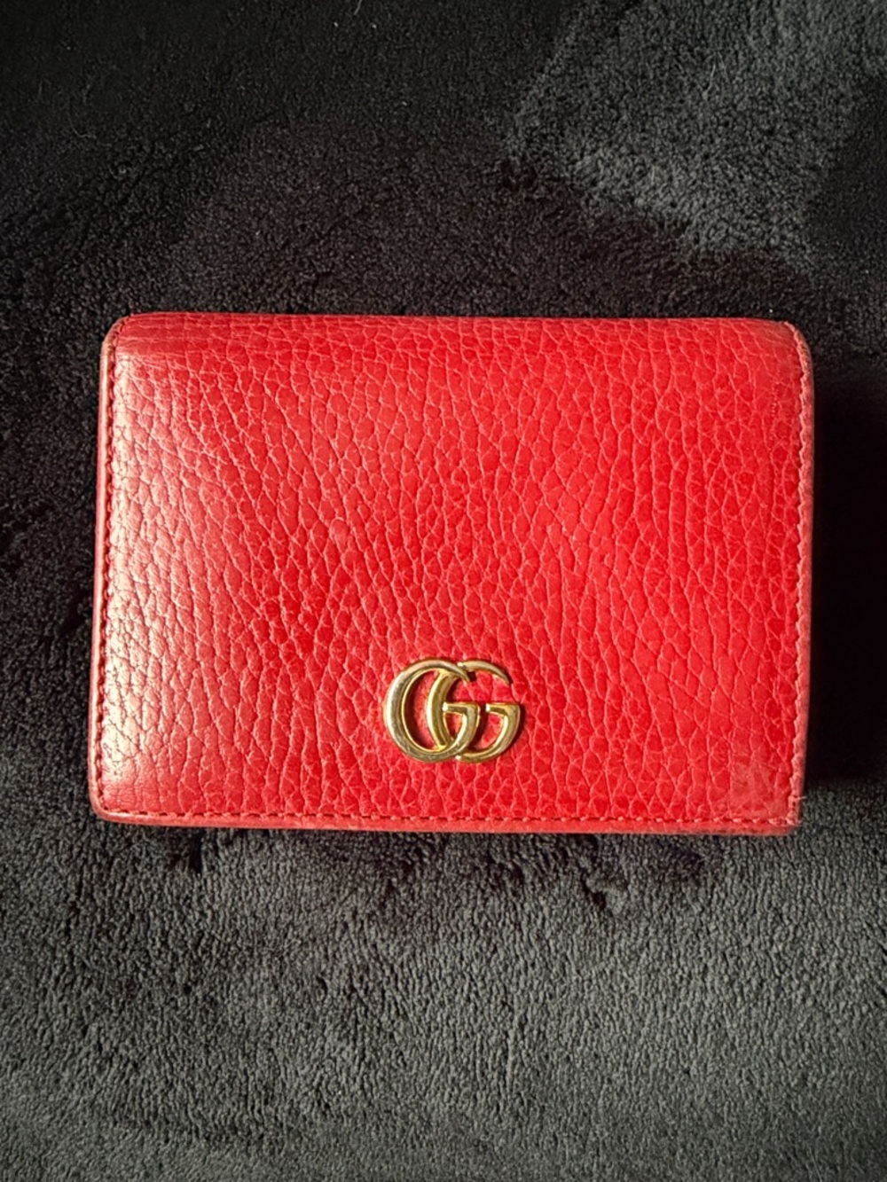 Gucci Pebbled Marmont Leather Compact Wallet